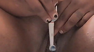 Rubbing Stimulating My Clit with Electric Toothbrush