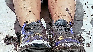 I Fuck My Ass Outdoors After Playing in the Mud and Wearing My New Sneakers
