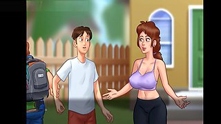 American and Canadian stepmom's wild time with a German dirty mom in summertime saga