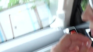 Slut Wife Sucks Huge Cock of a Stranger in the Car and Says Hello to Her Cuckold Hubby!