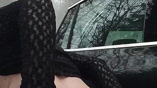 Julie is caught spraying in a public parking lot