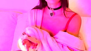 Cute curly brunette solo webcam masturbation