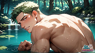 Green-haired Forest Muscles: Gay Cum Shot