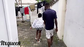 Giant African Cock Gardener Fucks Amateur Ebony Girl Outdoor BBC Blowjob