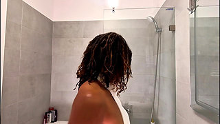 Hot Sexy Braless All Natural Big Tits Ebony Real College Girl in a Shiny Latex Gold Mini Skirt Goes Panties off Multiple Cameras