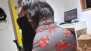 Rough and wild sex with my milf stepmom in short dresses every time her husband leaves for work and we are left home alone