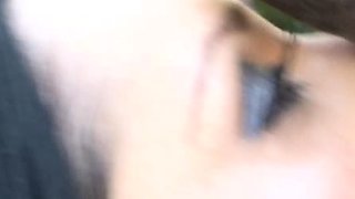 Big tit brunette sucks a big cock POV