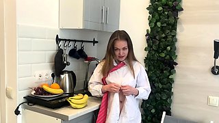 Very naughty masturbation session in the kitchen
