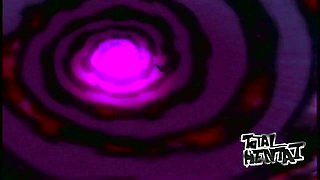 Sexy looking futuristic warrior plays with her cunt and huge melons