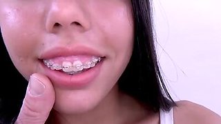 Teen latina with braces rims gets fucked in studio