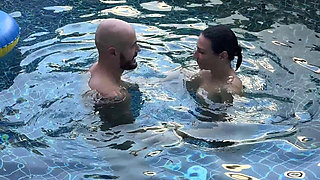 Pool Day: Busty Wife Having Fun with Her Lover. Big Tits, Sun and Big Cock