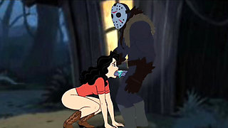 Student Girl Enjoys Sex in an Camp. Cartoon Horror Parody