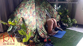Sex in Camp. a Stranger Fucks a Nudist Lady in Her Pussy in a Camping in Nature. Blowjob Cam 1