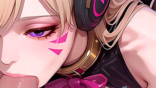 Petite D.va Takes a Cock in Her Ass for the First Time, Sloppy Blowjob Overwatch 4K 90 Fps 3D Model
