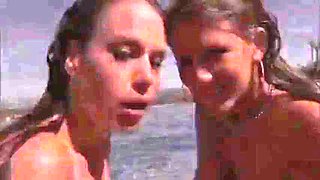 Girls in the pool: Licking, Brunette  Masturbation Porn