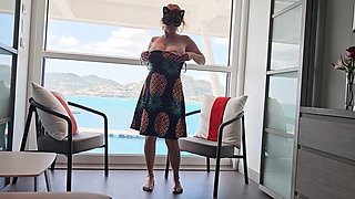 Huge Tit Vouyer Step Mommy Fingers Wet Pussy on Cruise Ship Balcony- Watch Mature Mistress Thursday Cum
