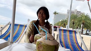 Tiny Thai teen takes a huge cock inside