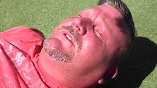 German amateur slut Marina Montana hardcore pool fucking with Ashley Dark in summer sun