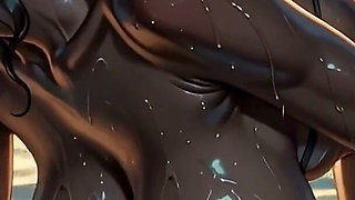 Stressed Boss Gets His Cock Wet in the Sunset Infinity Pool with Ebony Bikini Babe [ai Generated]