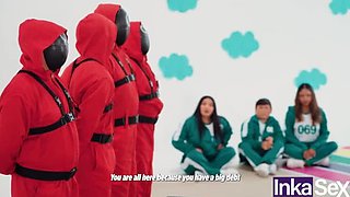 Squid Game Parody: Busty Brazilian Vitoria Beatriz Fucked by Dwarves