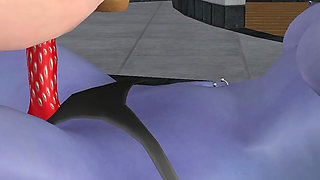 Animated 3D Lesbian Porn - Young Woman Riding Blue Elf Woman's Strap-on in Cowgirl & Reverse