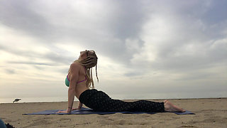 Beach Yoga in Bikini Top
