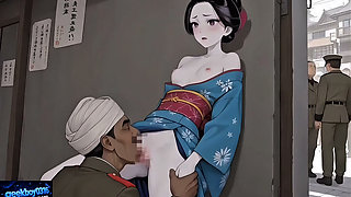 Japanese Kimono Girl Sex with Arab Man - Breeding Activity, 1946 - HENTAI AI Video