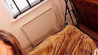 Sexy amateur redhead teen double dildo action