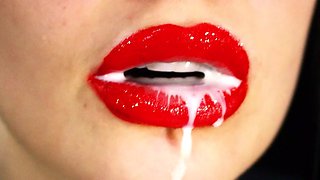 Milk Dripping Out From My Sexy Red Lips