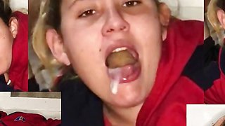 18 Year Old Stepsister Takes Big Load of Cum in Her Mouth