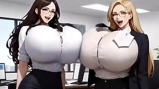 Hilarious XXL Udders Office, Ai Cartoon