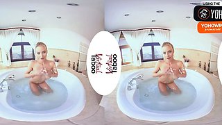 Busty platinum-blonde mummy loves solo masturbation reality