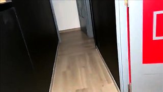 Schoolgirl brunette doggystyle and blowjob