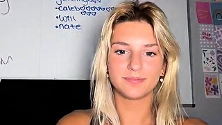 Blonde teen Sierras first erotic masturbation video