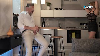 Alluring coworker shares passionate moments after her dinner date