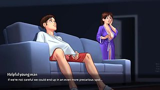 Stepmom Shows Pussy to Stepson While Watching Porn (Summertime Saga)