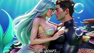 Underwater fantasy where a diver discovers a mesmerizing mermaid