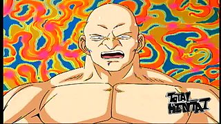 Blue haired well-shaped hentai babe has to suck boner cock