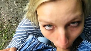 Amateur Blonde Gives A Handjob POV