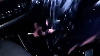 Night Pickup Downjacket MILF Fantasy. Smoking, Car Blowjob and Cum on Glossy Jacket