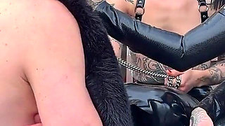 Smoking on the Patio - Mistressae and Friends Share Their Human Ashtray