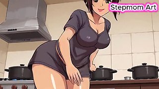 StepmomArt the Big-Tits Big-Ass Stepmom Overflows with Sweet JOI Instructions in the Kitchen