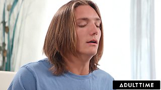 ADULT TIME - Frustrated Virgin Rissa May Blindfolds For Mysterious Date But Horny Stepbro Sneaks In
