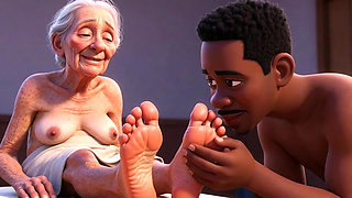 Elderly Granny Getting Feet Oiled & Licked - Sole Licking Pleasure