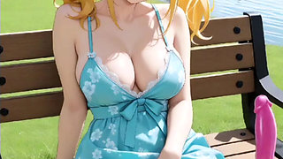 Hentai anime - I got horny in the park and I started playing with my dildo