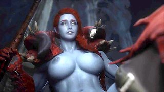 Thicc monster girl hellbender from Guardians of the Galaxy in a 3D POV scene