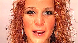 Redhead Slut Rams 30cm Dildo in Pussy