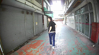 Japan Walking with Her Ass Out Outdoors