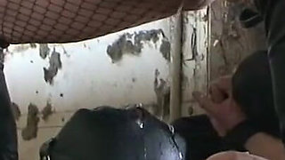 The blond woman humiliates and spanks on the masked guy