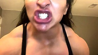 Brunette solo darling masturbating at home